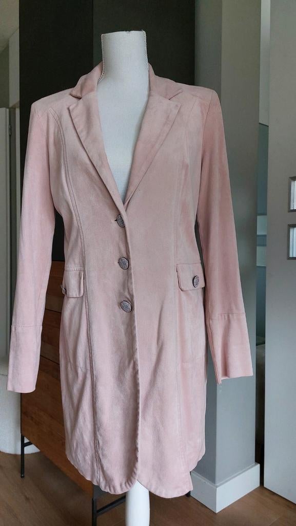 Helena Hart: lange, suèdine blazer in zachtroze maat medium, Maat 38/40 (M), Zo goed als nieuw, Jasje, Roze