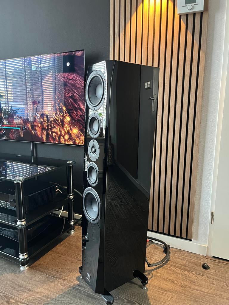 Phonar P9 Edma High Gloss Zwarte Vloerstaande Luidsprekers, Zo goed als nieuw, 120 watt of meer, Front, Rear of Stereo speakers