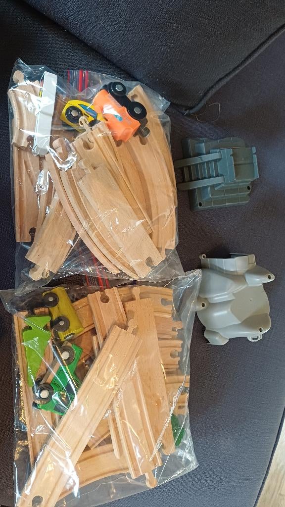 Houten treinbaan, Ophalen, Gebruikt, Rij- of Hobbelspeelgoed