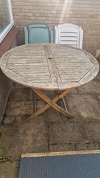 Tuintafel hout 121cm diameter, Ophalen, 5 zitplaatsen, Gebruikt, Eettafel