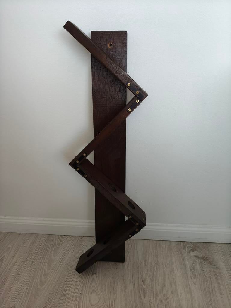 Houten Wijnrek Wandmontage - Zigzag Design, Huis en Inrichting, Woonaccessoires | Wijnrekken, Gebruikt, 75 cm of meer, Hout, 5 tot 15 flessen