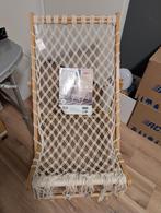 Stijlvolle bamboe stoel met macramé zitting, Wit, Nieuw, Bohemian, Ophalen of Verzenden