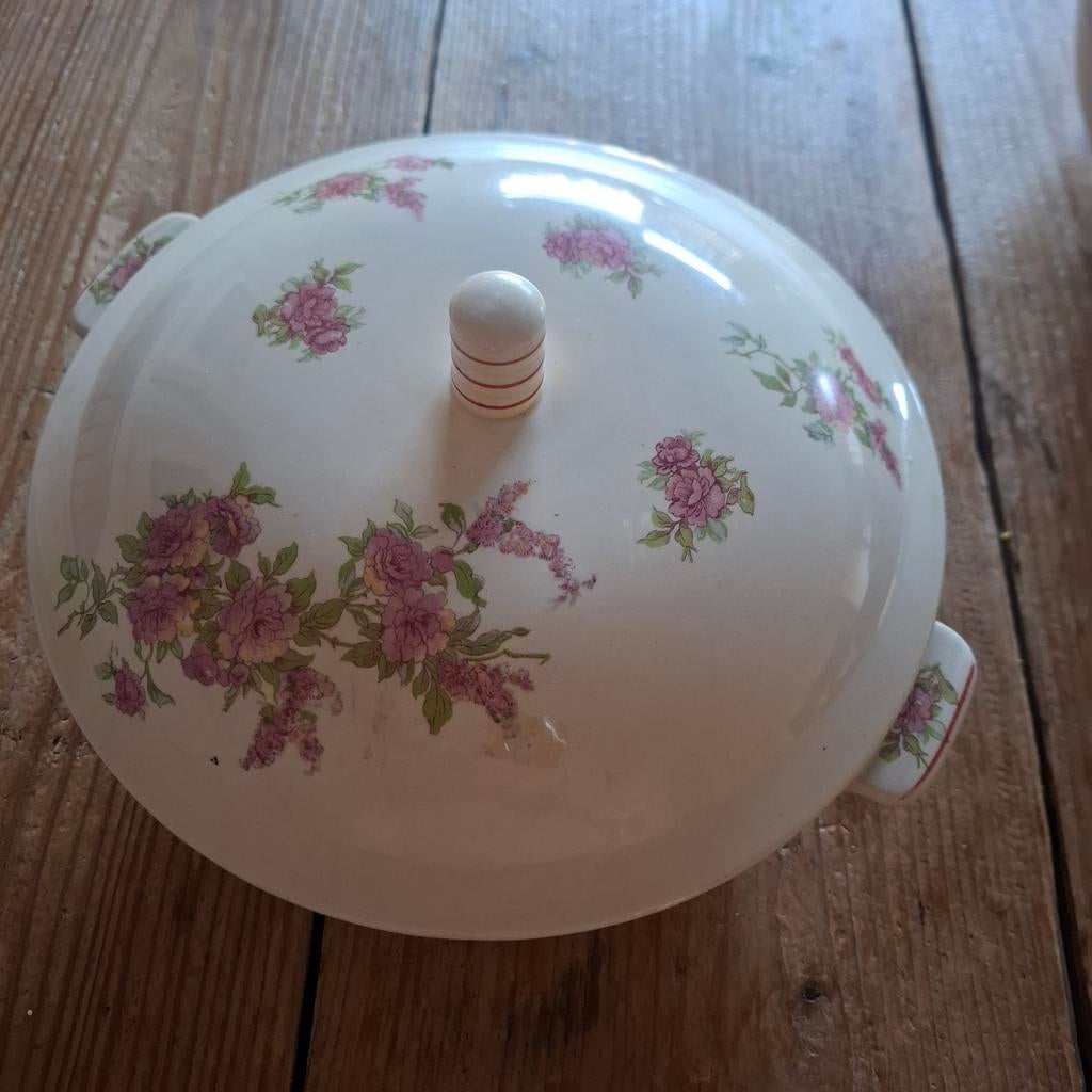 Retro dekschaal met bloemen, Ophalen of Verzenden