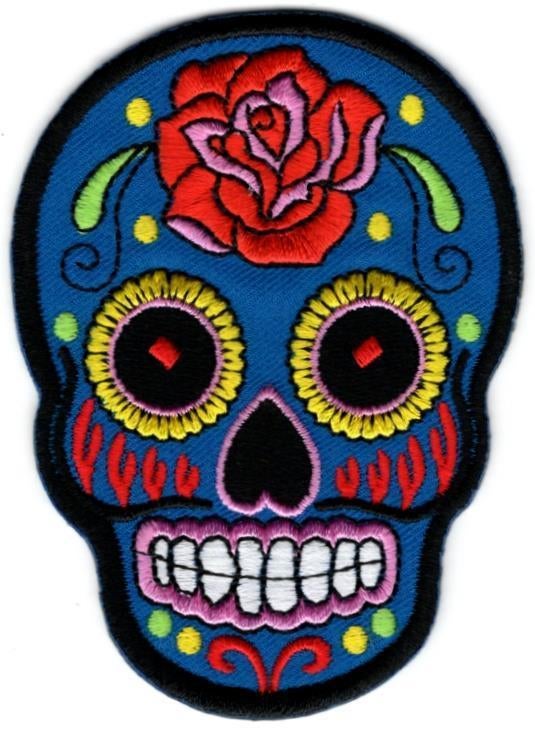 Sugar Skull stoffen opstrijk patch embleem #43, Verzamelen, Stickers, Nieuw, Bedrijf of Vereniging, Ophalen of Verzenden