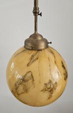 Art Deco Glazen Hanglamp Gemarmerd, 50 tot 75 cm, ArT Deco, Ophalen of Verzenden, Zo goed als nieuw