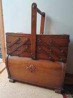 Vintage houten naaibox met verschillende vakken, Antiek en Kunst, Ophalen