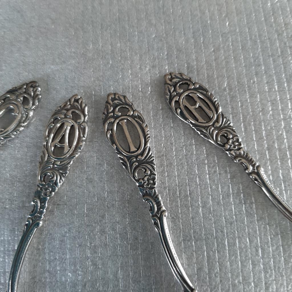 Verzilverde letter lepeltjes GERO 90  Nilsson; A, I, F, Ophalen