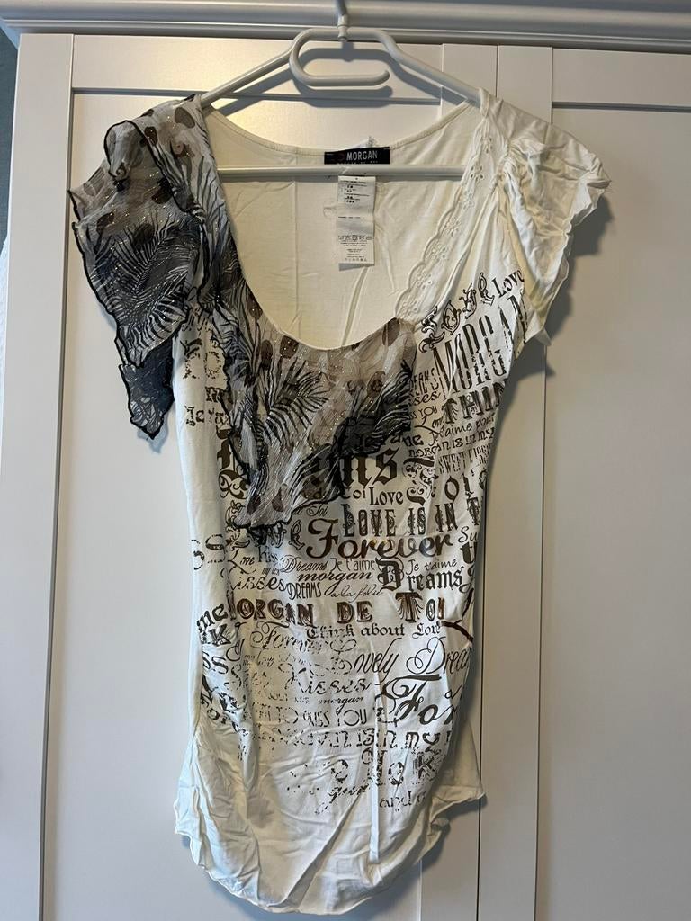 Top Morgan, Wit, Ophalen of Verzenden, Gedragen, Maat 36 (S)