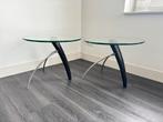 Set van 2 Glazen Bijzettafels - Modern Design, Huis en Inrichting, Tafels | Bijzettafels, Rond, 55 tot 75 cm, Ophalen, 45 tot 60 cm