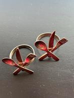 Zilveren servetringen met bestek decoratie, vintage, Antiek en Kunst, Ophalen of Verzenden