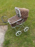 Vintage Poppenwagen - Bruin Bloemenpatroon, Ophalen of Verzenden