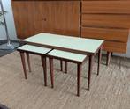 Vintage retro set bijzettafeltjes, Ophalen, Minder dan 45 cm, Minder dan 55 cm, .