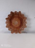 Vintage handgesneden Indiase dienblad 30 cm, Ophalen of Verzenden, Rechthoekig, Riet