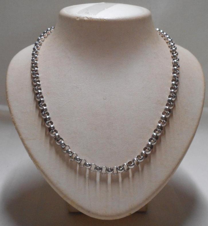 Zilveren jasseron schakel ketting nr.975, Sieraden, Tassen en Uiterlijk, Kettingen, Zo goed als nieuw, Zilver, Zilver, Verzenden