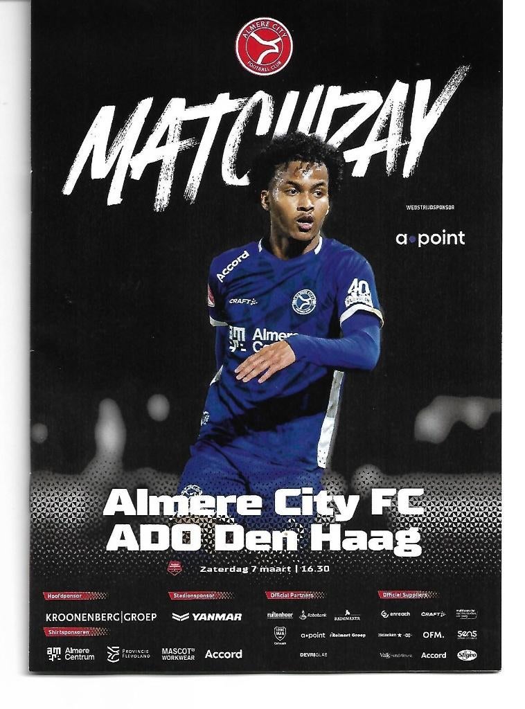 PROGRAMMA ALMERE CITY FC - ADO DEN HAAG, Verzamelen, Sportartikelen en Voetbal, Ophalen of Verzenden, Nieuw, Overige binnenlandse clubs