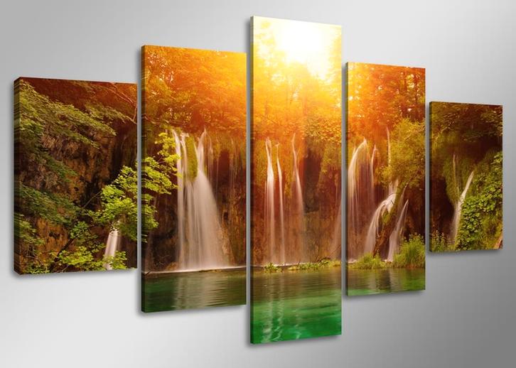 Nieuw * 5 Luik van Canvas * Waterval 80x160cm, Antiek en Kunst, Kunst | Schilderijen | Klassiek, Ophalen of Verzenden