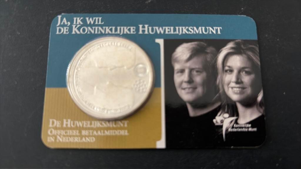 Huwelijksmunt in coincard, Postzegels en Munten, Munten | Nederland, Losse munt, Euro's, Koningin Beatrix, Zilver, Ophalen of Verzenden