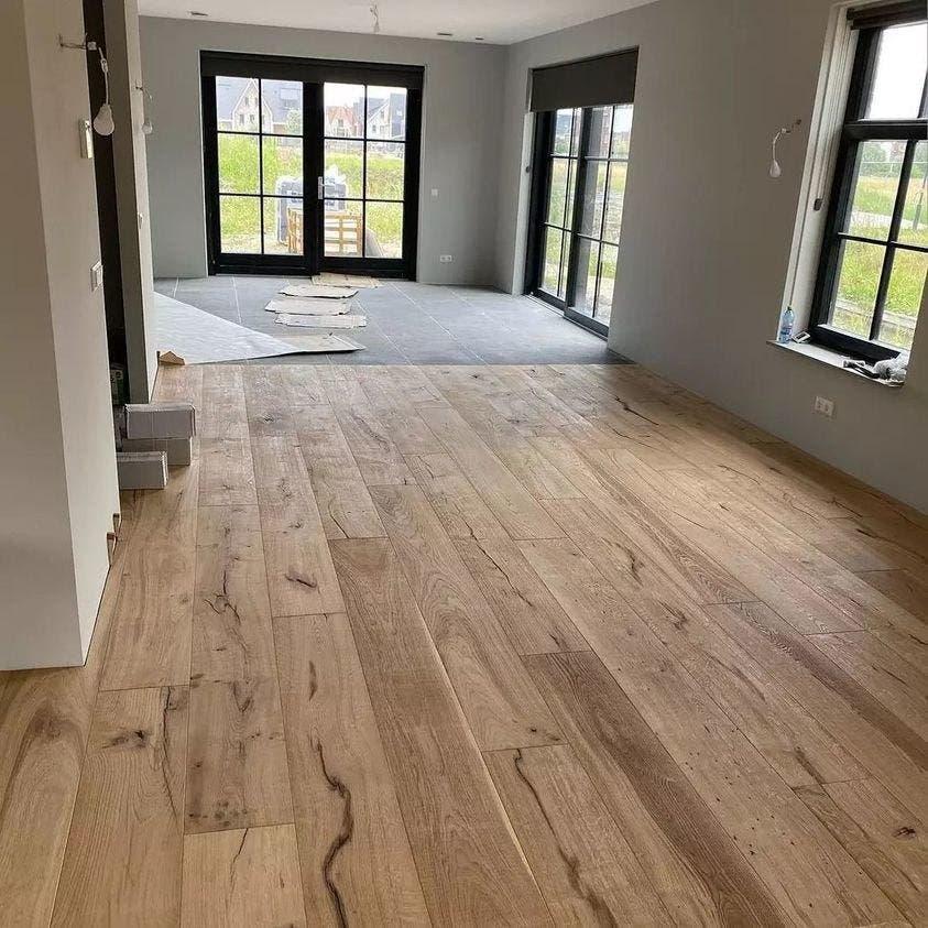 RESTPARTIJ 147M2 ANTIEK VEROUDERDE EIKEN VLOER, KANT & KLAAR, Huis en Inrichting, Stoffering | Vloerbedekking, Nieuw, Parket, 75 m² of meer