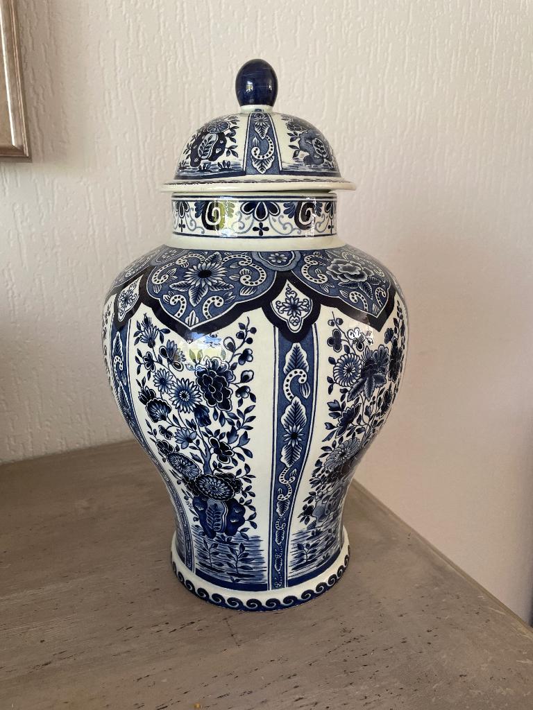 Delftblauwe dekselvaas, Antiek en Kunst, Ophalen of Verzenden