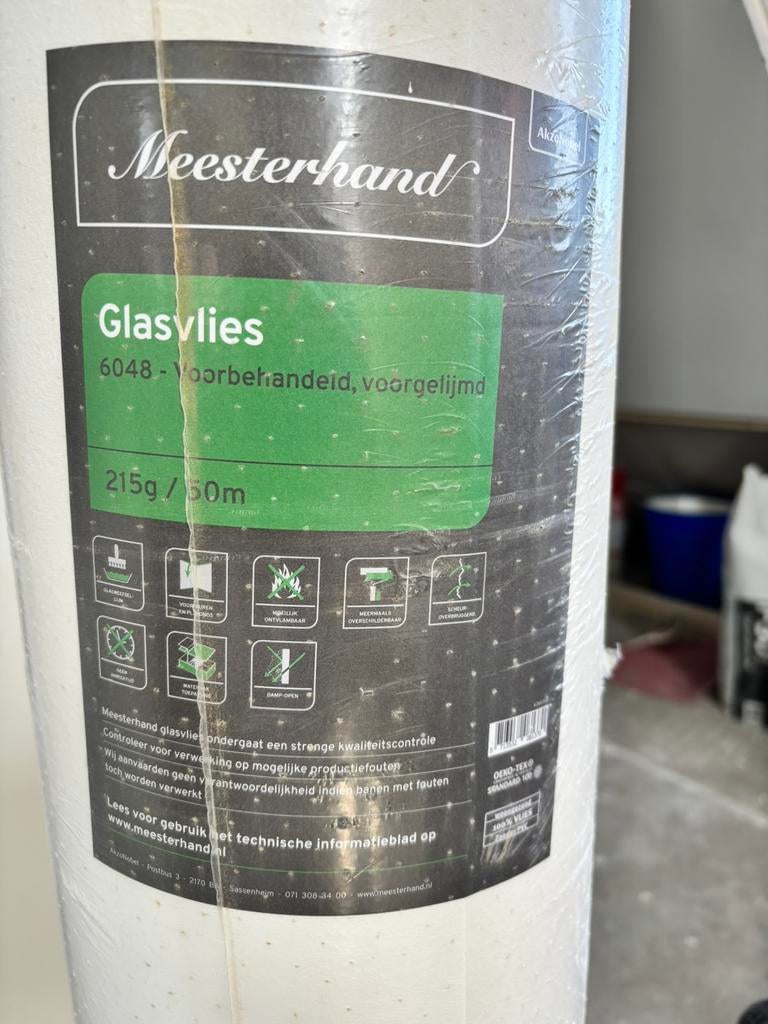 Meesterhand glasvlies behang, Ophalen, 50 tot 75 m², Wit