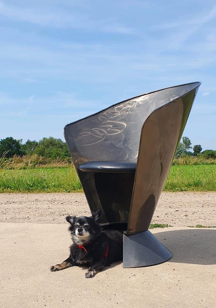 Vintage metaal cone chair industrieel, Ophalen, Vinrage retro postmodern post modern, Minder dan 75 cm, Zo goed als nieuw