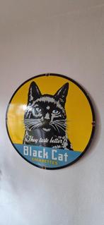Groot Emaille reclame bord  black cat, Ophalen of Verzenden, Gebruikt, Reclamebord