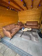 Complete loungeset: 2 banken en 2 fauteuils, Gebruikt, 75 tot 100 cm, Ophalen of Verzenden, Rechte bank