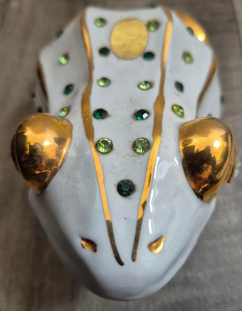 Porseleinen Capodimonte kikker met Swarovski kristallen, Ophalen