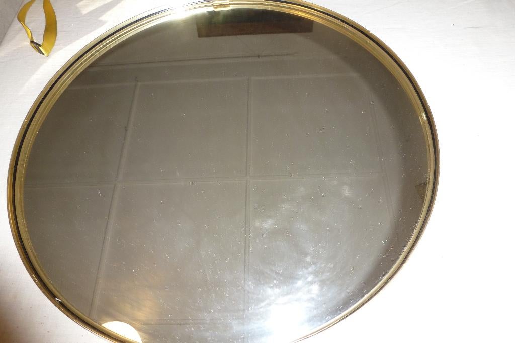 RONDE,SPIEGEL,MET GOUDRAND,FIFTIES,60S,ROCKABILLY,VINTAGE, Gebruikt, Rond, Ophalen of Verzenden, Minder dan 100 cm