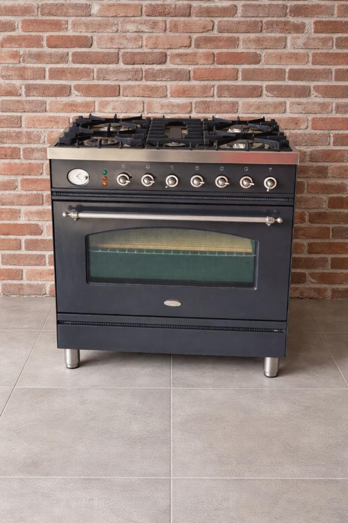 Gasfornuis Boretti Antraciet 80 cm breed, Ophalen, Warmhoudplaat, 60 cm of meer, Zo goed als nieuw