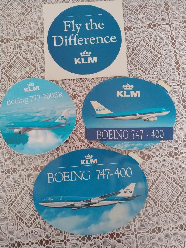 KLM vliegtuigen stickers, Verzamelen, Ophalen of Verzenden, Nieuw, Kaart, Foto of Prent