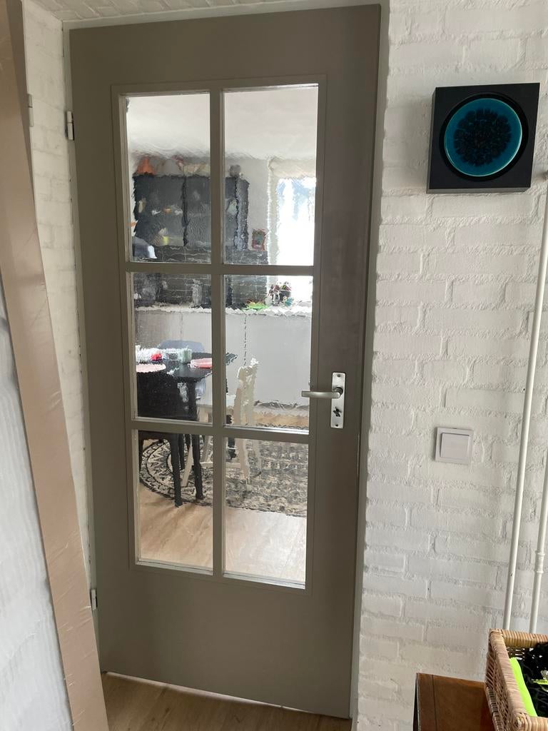 Binnendeur opdek-binnendeur met ruitjes, Ophalen, Gebruikt, 80 tot 100 cm, Binnendeur