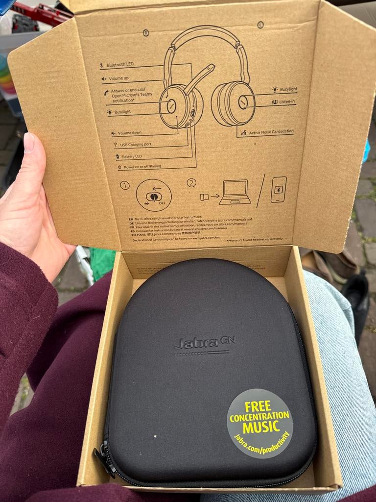 Jabra Evolve 75 SE koptelefoon nieuw in doos, Audio, Tv en Foto, Koptelefoons, Nieuw, Over oor (circumaural), Draadloos, Ophalen
