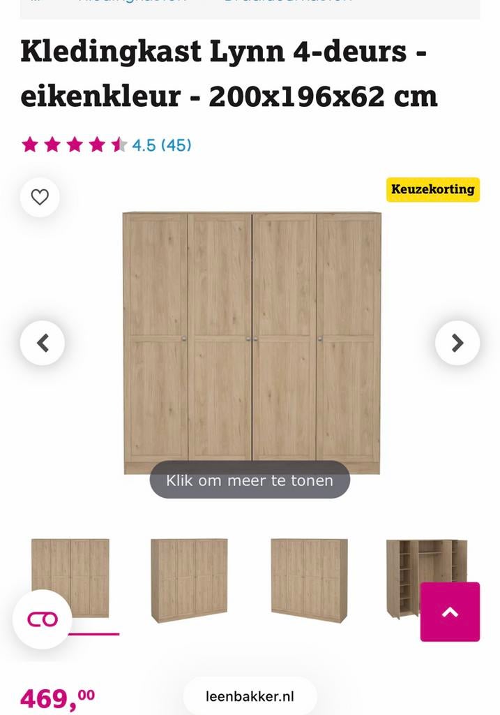 Kledingkast, Ophalen, 150 tot 200 cm, Zo goed als nieuw, 50 tot 75 cm