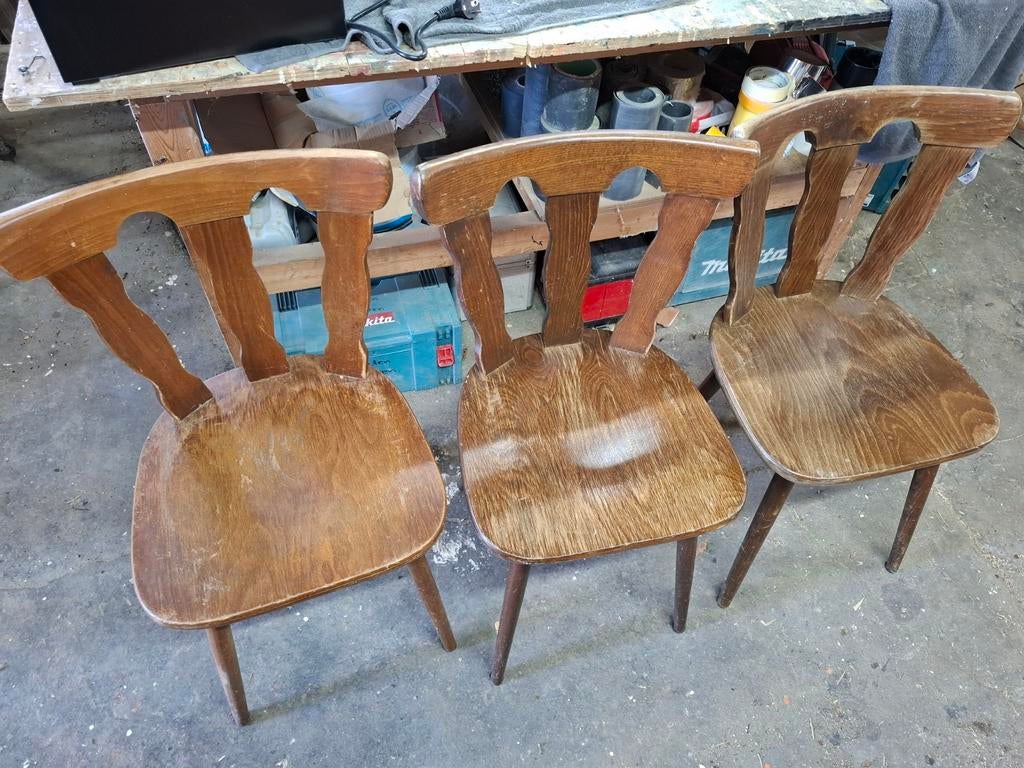 3x cafestoel, Huis en Inrichting, Ophalen, Gebruikt, Hout, Drie