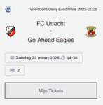 FC utrecht- GAE, Tickets en Kaartjes, Twee personen