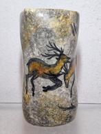 Vintage keramiek vaas kan schenkkan rotstekening grot cave, Ophalen of Verzenden