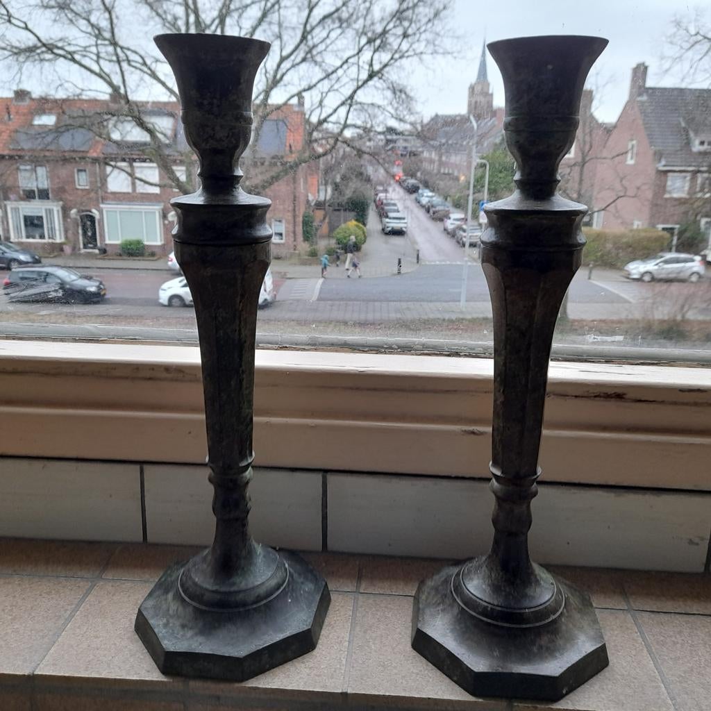 Retro Brons, metalen kandelaars, Ophalen, Overige materialen, 25 tot 50 cm, Zo goed als nieuw