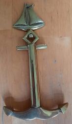 Vintage messing anker met zeilboot - Flesopener, Antiek en Kunst, Antiek | Koper en Brons, Ophalen of Verzenden, Koper