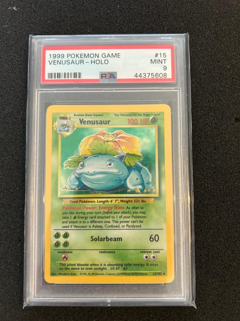 15/102 base venusaur psa 9, Hobby en Vrije tijd, Verzamelkaartspellen | Pokémon, Ophalen of Verzenden, Zo goed als nieuw, Foil