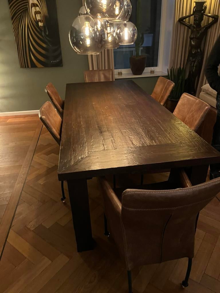 Tafel tiek hout, Ophalen, Zo goed als nieuw