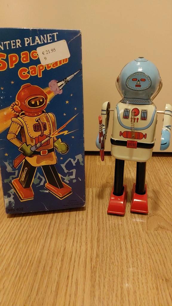 Vintage Space Captain Robot met Opwindmechanisme, Antiek en Kunst, Antiek | Speelgoed, Ophalen of Verzenden