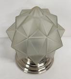 Matglas STER plafonnière helder glas chroom houder Art Deco, Ophalen of Verzenden, Zo goed als nieuw, Glas, Art Deco