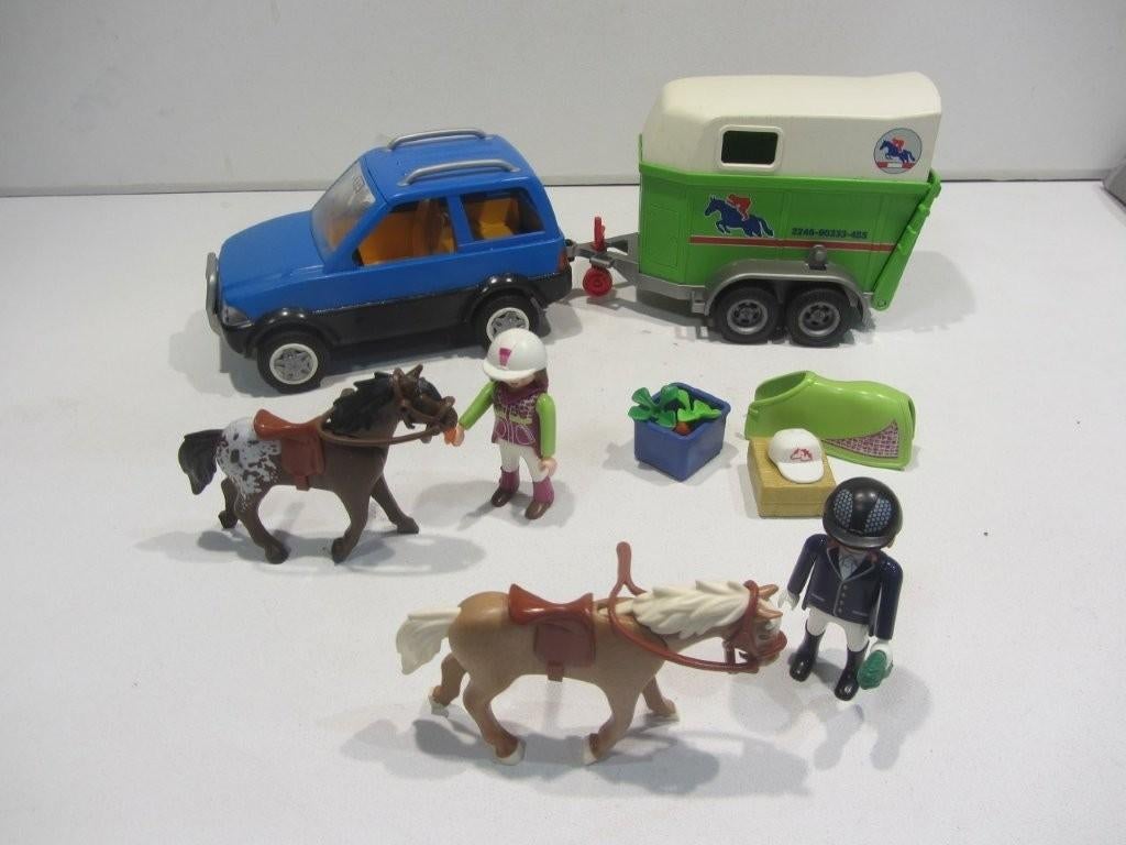 Playmobil Auto met paardentrailer –5223 met twee paarden, Ophalen of Verzenden, Gebruikt, Los playmobil