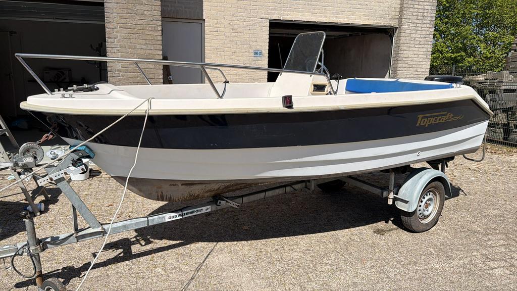 Topcraft consoleboot met 9,8pk parsun en trailer, Ophalen, Tot 10 pk, Zo goed als nieuw, 3 tot 6 meter