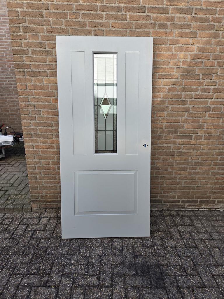 Buitendeur rechtsdraaiend 93x201,5 met glas-in-lood, Doe-het-zelf en Verbouw, Deuren en Horren, Nieuw, Buitendeur, 200 tot 215 cm