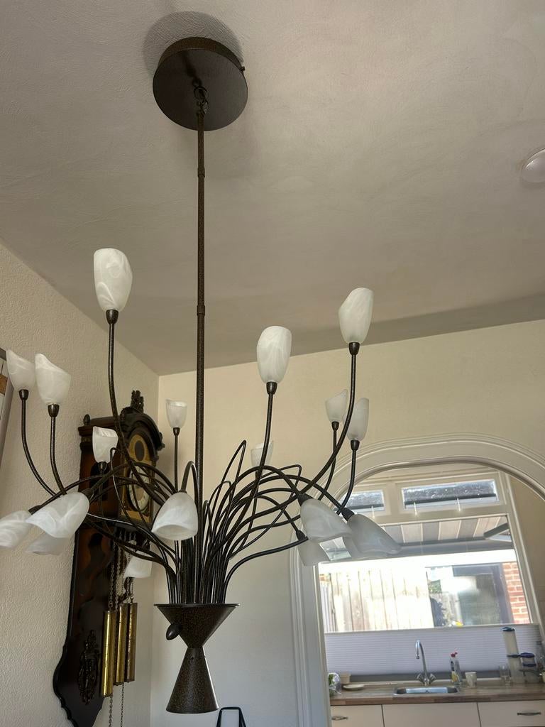 Elegante hanglamp met 20 lichtpunten, Huis en Inrichting, Lampen | Hanglampen, Ophalen, Zo goed als nieuw, Metaal, 75 cm of meer
