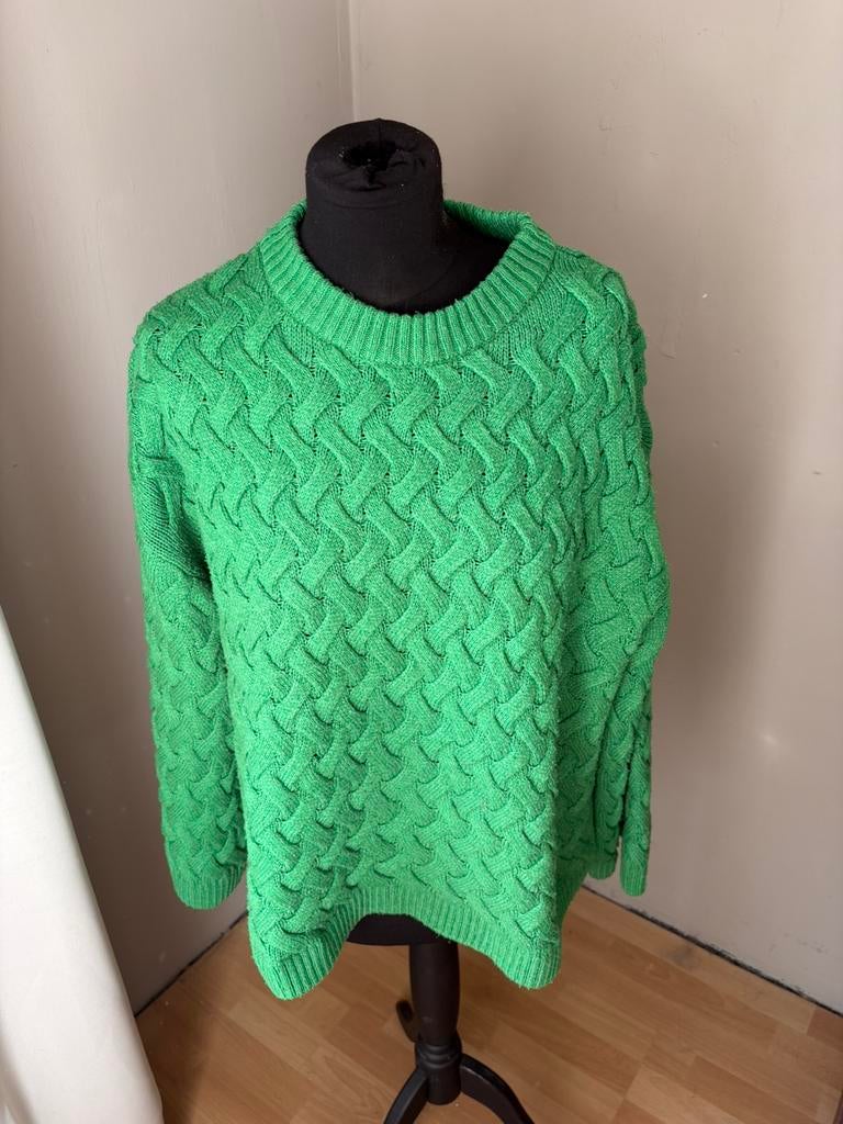 Hema mooie groene gebreide trui mt 44/46, Ophalen of Verzenden, Zo goed als nieuw, Maat 42/44 (L), Groen