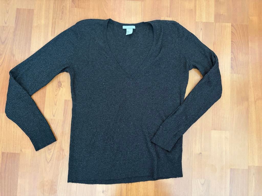 H&M V-hals trui zwart met zilver, maat M, Ophalen of Verzenden, Zo goed als nieuw, Maat 38/40 (M), Zwart