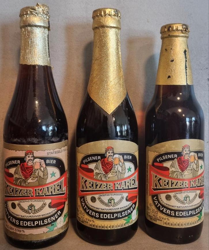 Keizer Karel <'87, '87, '88, '92 - Br. De Kruik, Oosterhout, Verzamelen, Biermerken, Zo goed als nieuw, Glas of Glazen, Overige merken